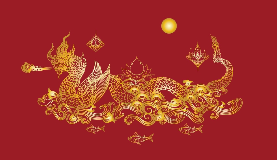 ฝันเห็นพญานาคสีแดงทอง - "Dream of seeing a red-gold serpent"