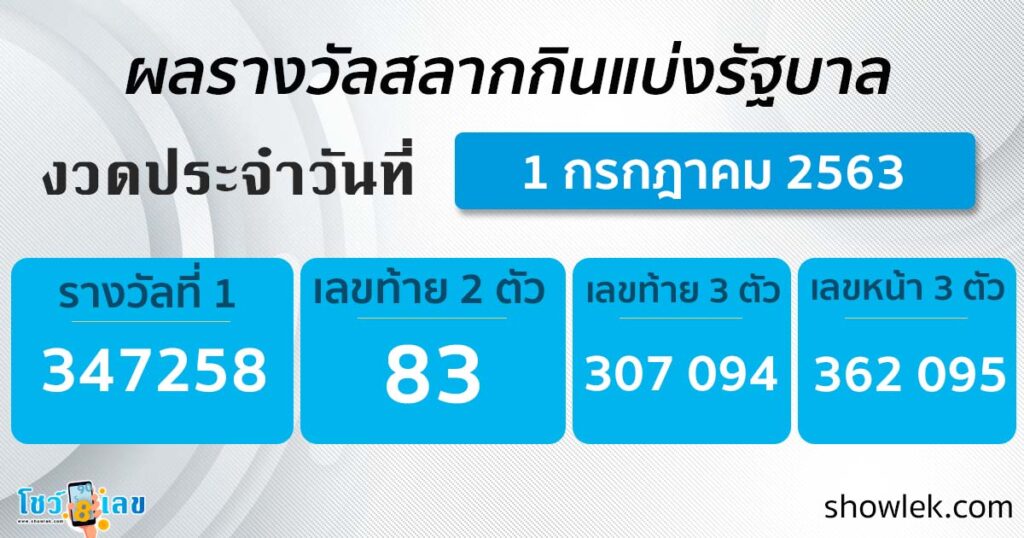 ตรวจหวย 1 ก.ค. 63