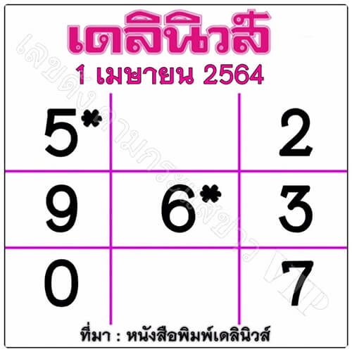 เลขเด็ดเดลินิวส์ 1/4/64