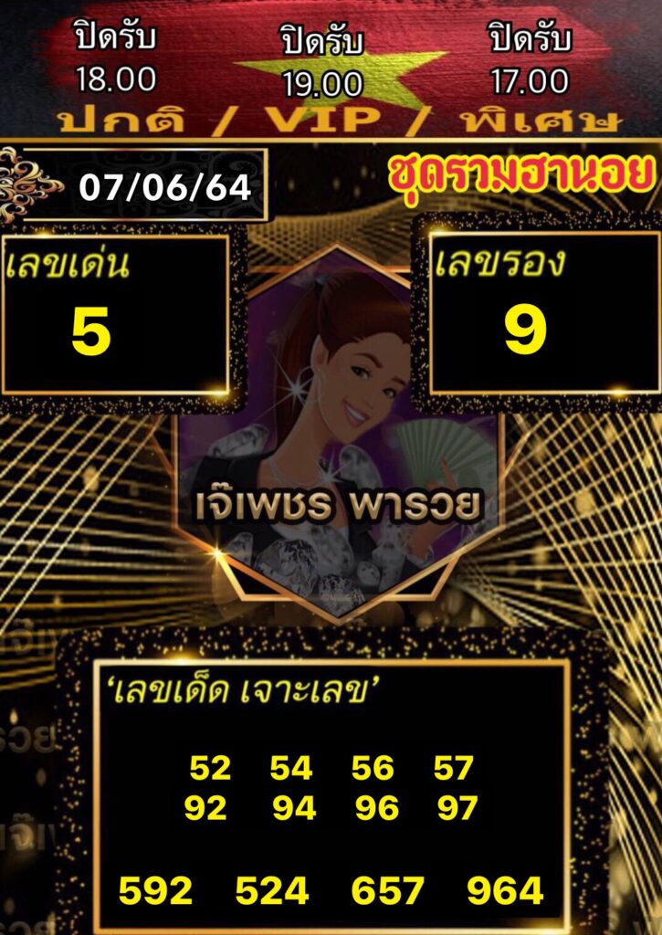 หวยฮานอยเจ๊เพชร 7/6/64