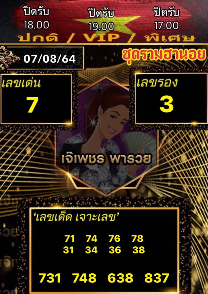 หวยฮานอยเจ๊เพชร 7/8/64