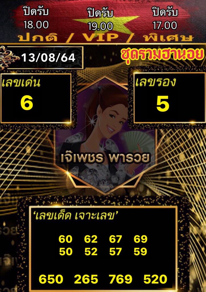 หวยฮานอยเจ๊เพชร 12/8/64