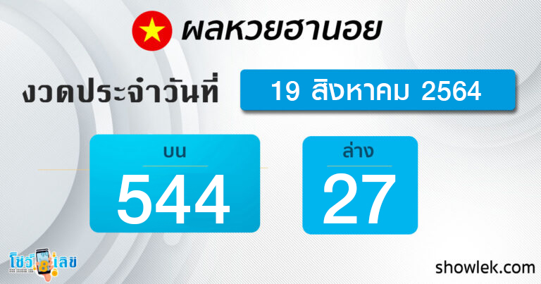 ผลหวยฮานอย 19/8/64