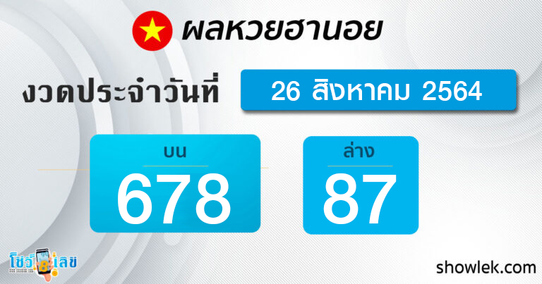 ผลหวยฮานอย 26/8/64