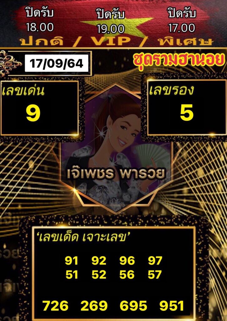 หวยฮานอยเจ๊เพชร 17/9/64