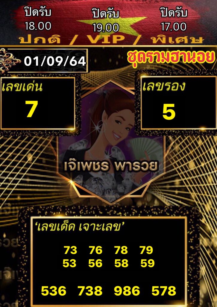 หวยฮานอยเจ๊เพชร 1/9/64