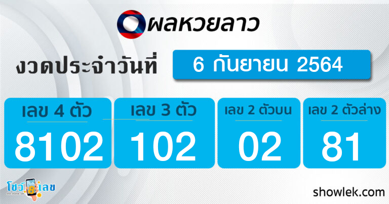 ผลหวยลาว 6/9/64