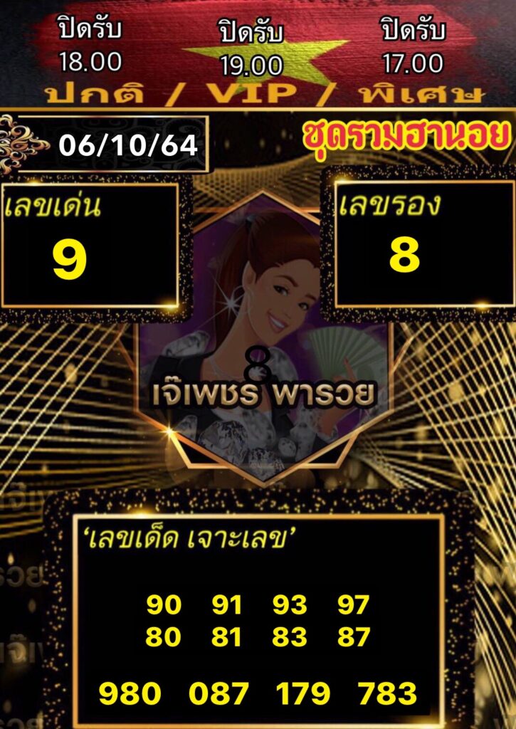 หวยฮานอยเจ๊เพชร 6/10/64