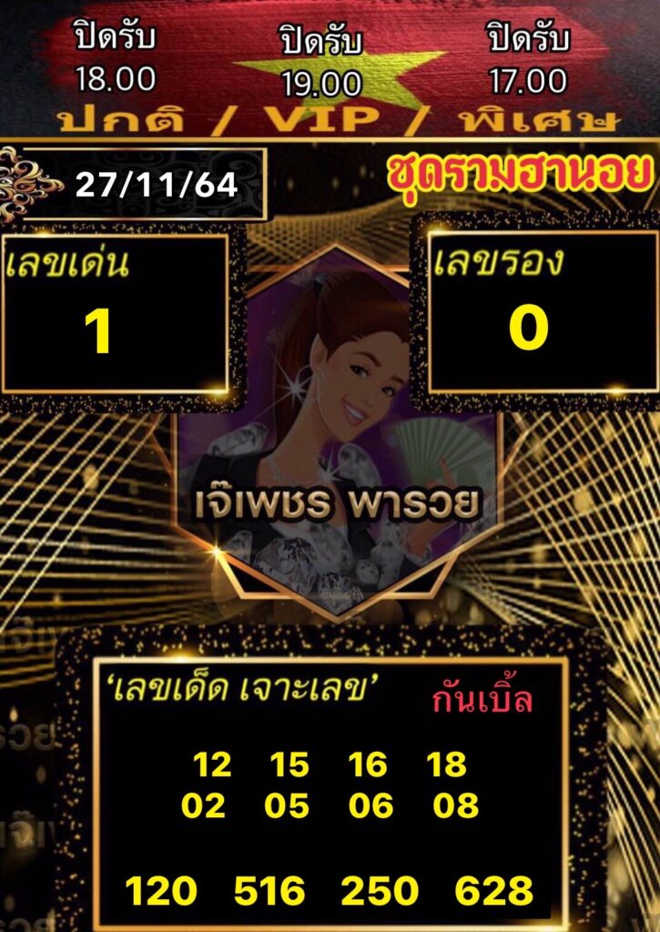 หวยฮานอยเจ๊เพชร 27/11/64