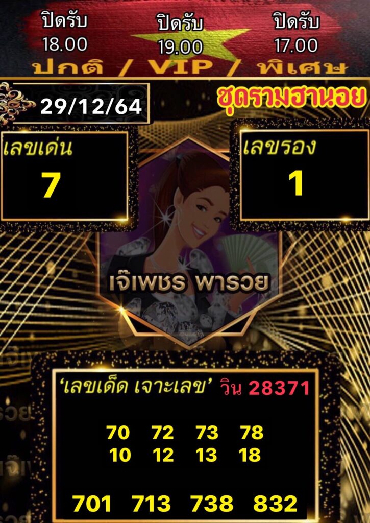 หวยฮานอยเจ๊เพชร 29/12/64