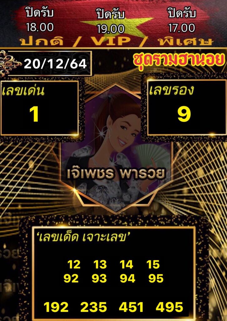 หวยฮานอยเจ๊เพชร 20/12/64