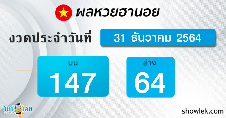 ผลหวยฮานอย 31/12/64