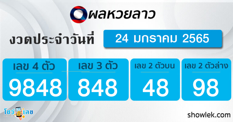 ผลหวยลาว 24/01/65