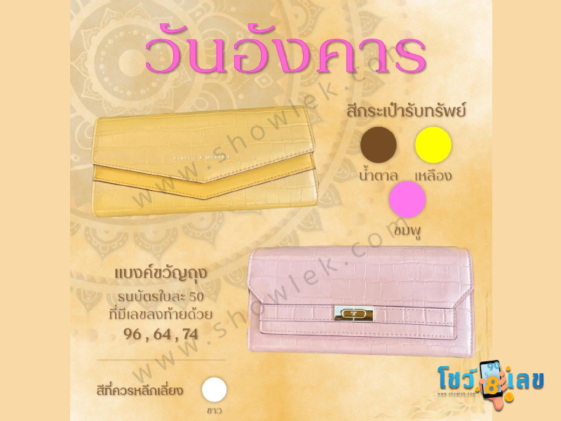 สีกระเป๋าตังค์, สีกระเป๋าตังค์ตามวันเกิด, สีกระเป๋าตังค์เสริมดวง