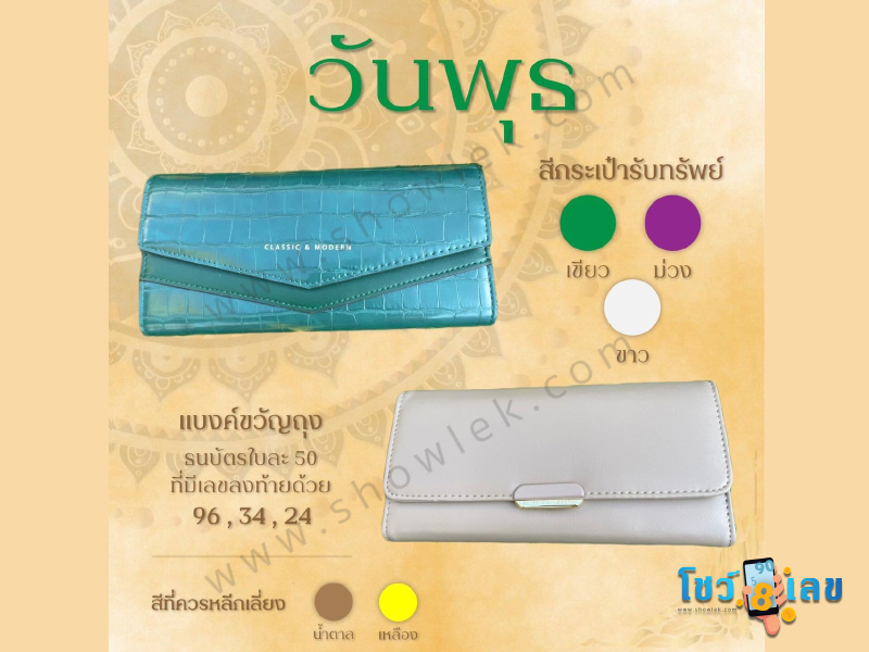 สีกระเป๋าตังค์, สีกระเป๋าตังค์ตามวันเกิด, สีกระเป๋าตังค์เสริมดวง