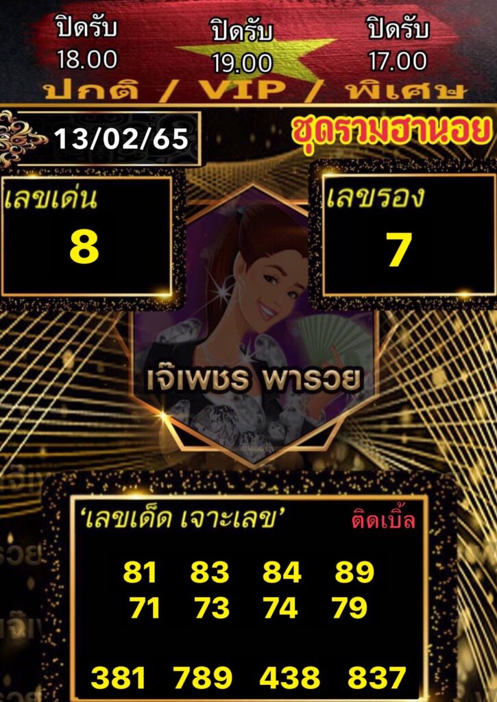 หวยฮานอยเจ๊เพชร 13/2/65