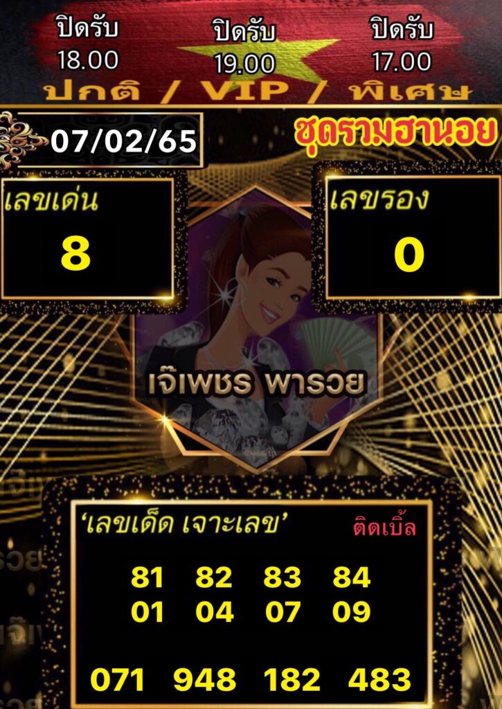 หวยฮานอยเจ๊เพชร 7/2/65