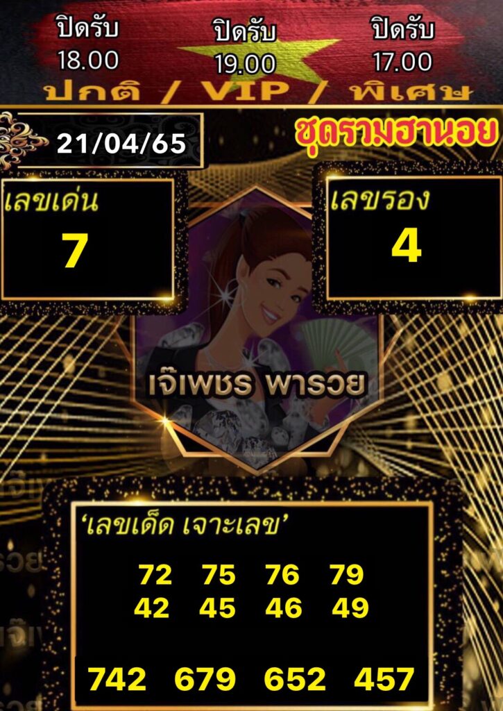 หวยฮานอยเจ๊เพชร 21/4/65