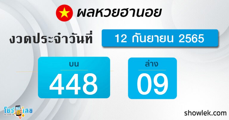 ผลหวยฮานอย 12/9/65