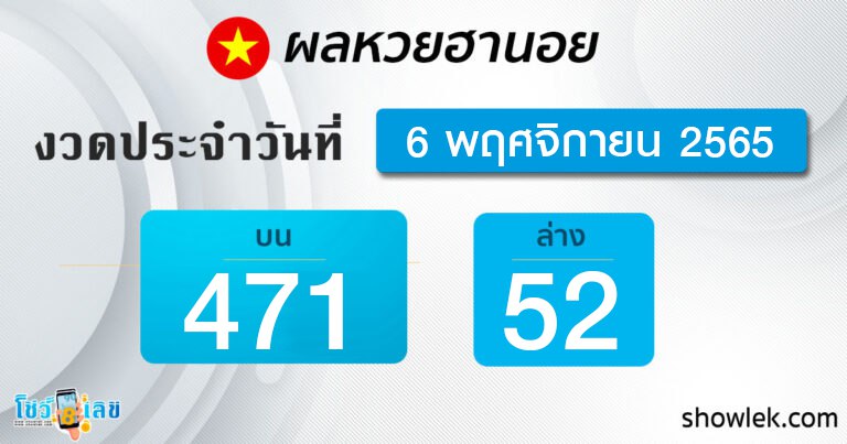 ผลหวยฮานอย 6/11/65