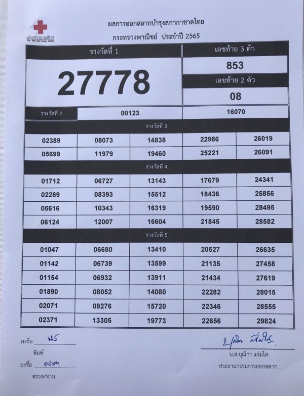 สลาก บํารุง สภากาชาดไทย 2565