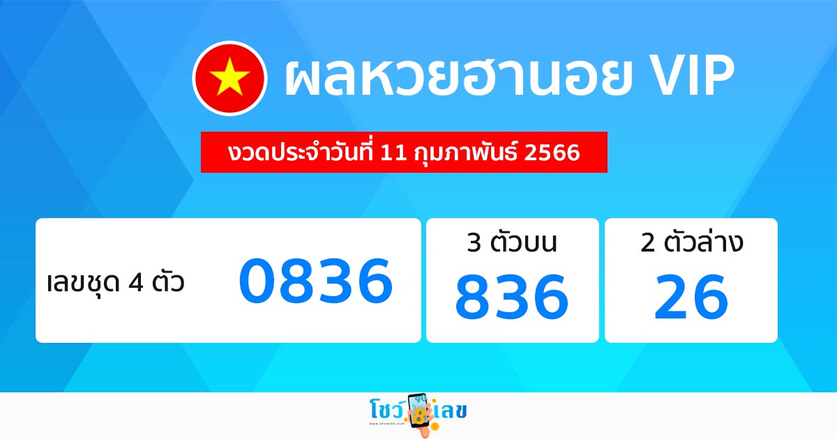 ผลหวยฮานอยVIP 11/02/66