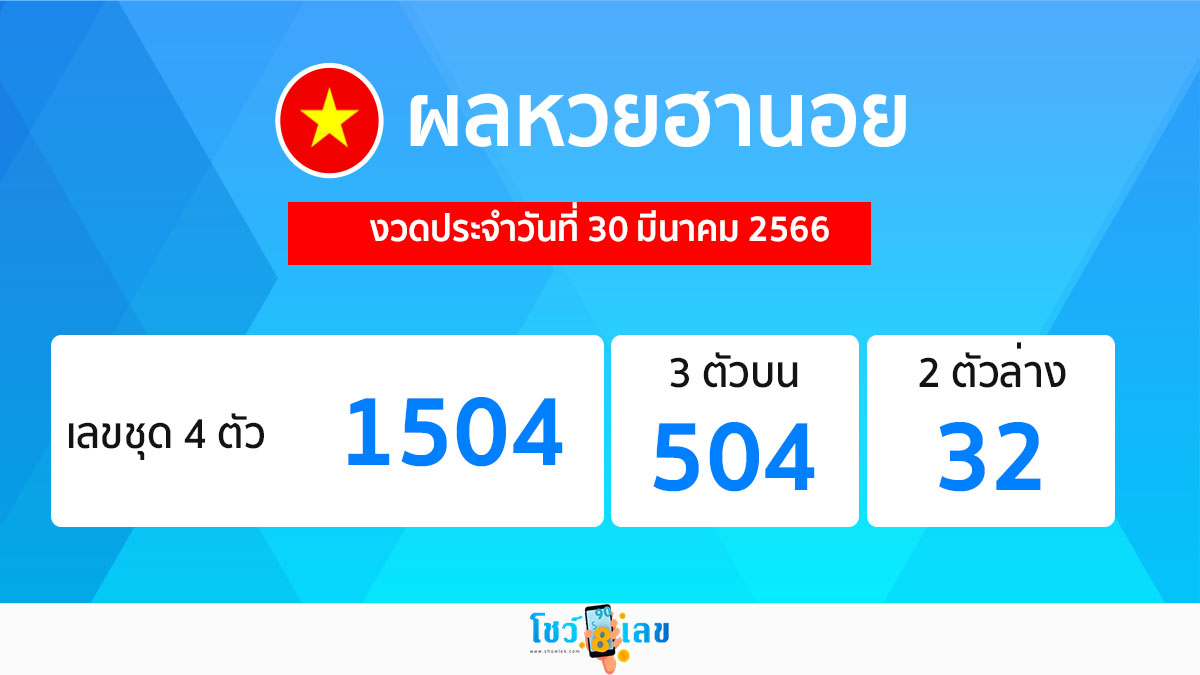 ผลหวยฮานอย 30/03/66-showlek.com
