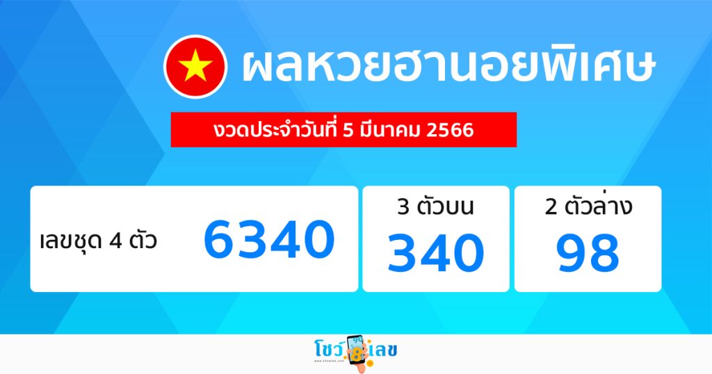 ผลหวยฮานอยพิเศษ 5/03/66