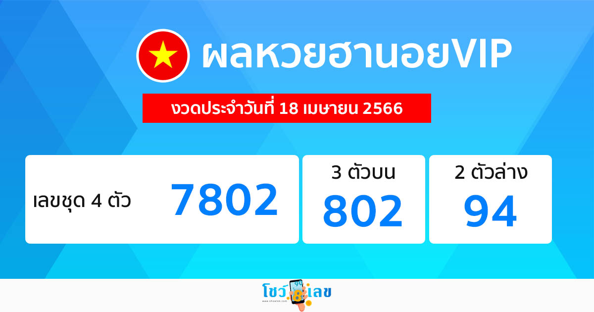 ผลหวยฮานอยVIP 18/04/66