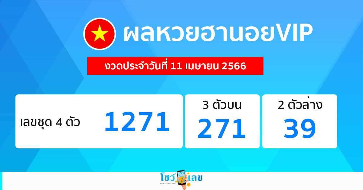 ผลหวยฮานอย VIP 11/04/66