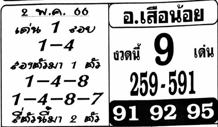 เลขอาจารย์เสือน้อย-showlek.com 
