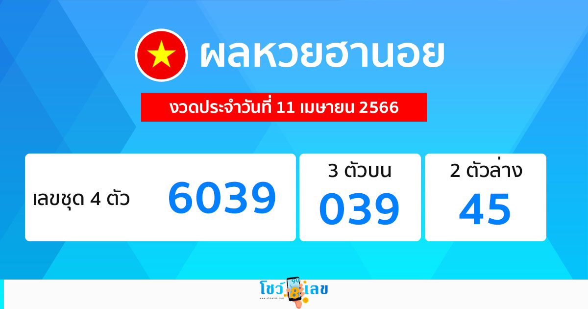 ผลหวยฮานอย 11/04/2566