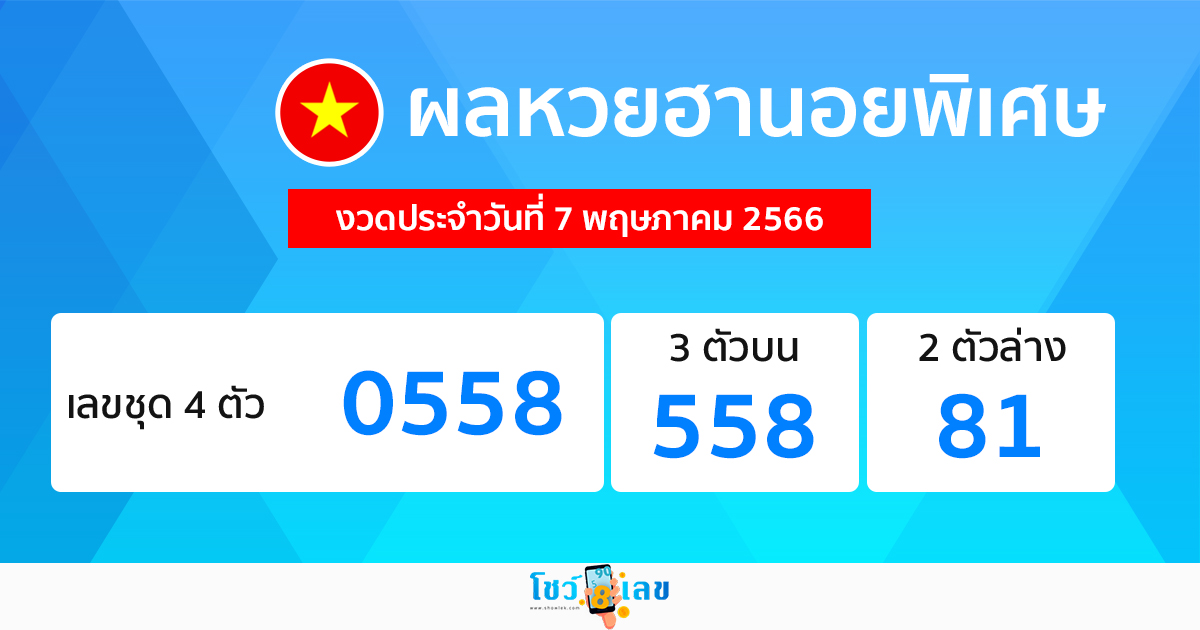 ผลหวยฮานอยพิเศษ 7/5/2566