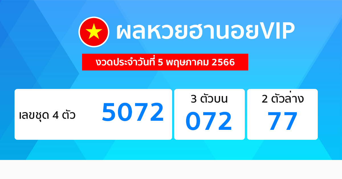 ผลหวยฮานอยVIP 5/05/66