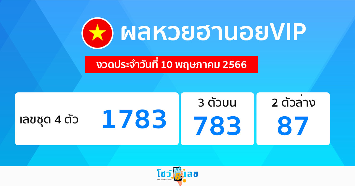 ผลหวยฮานอยVIP 10/05/66