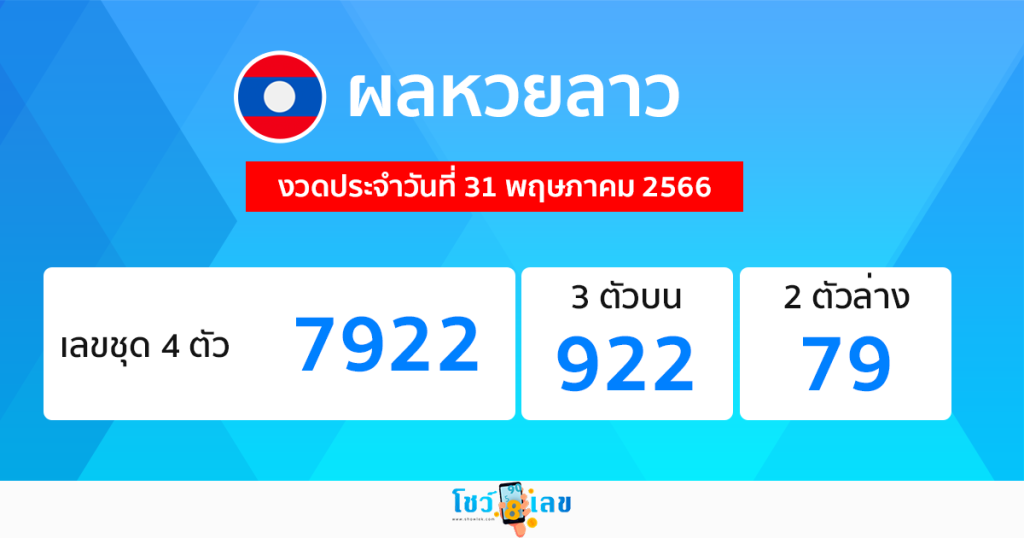 ผลหวยลาว งวดประจำวันที่ 31 พฤษภาคม 2566