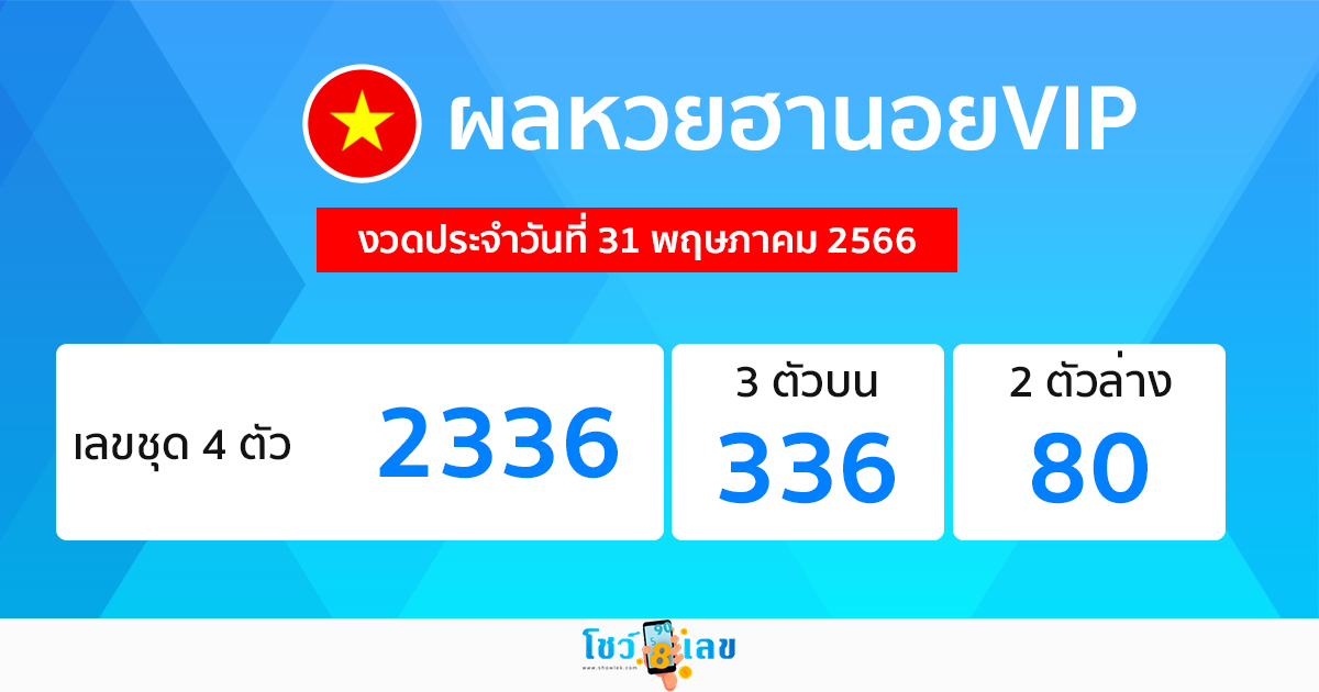 ผลหวยฮานอยVIP 31/05/66