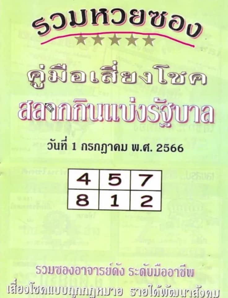 เลขคู่มือเสี่ยงโชค 1/7/2566