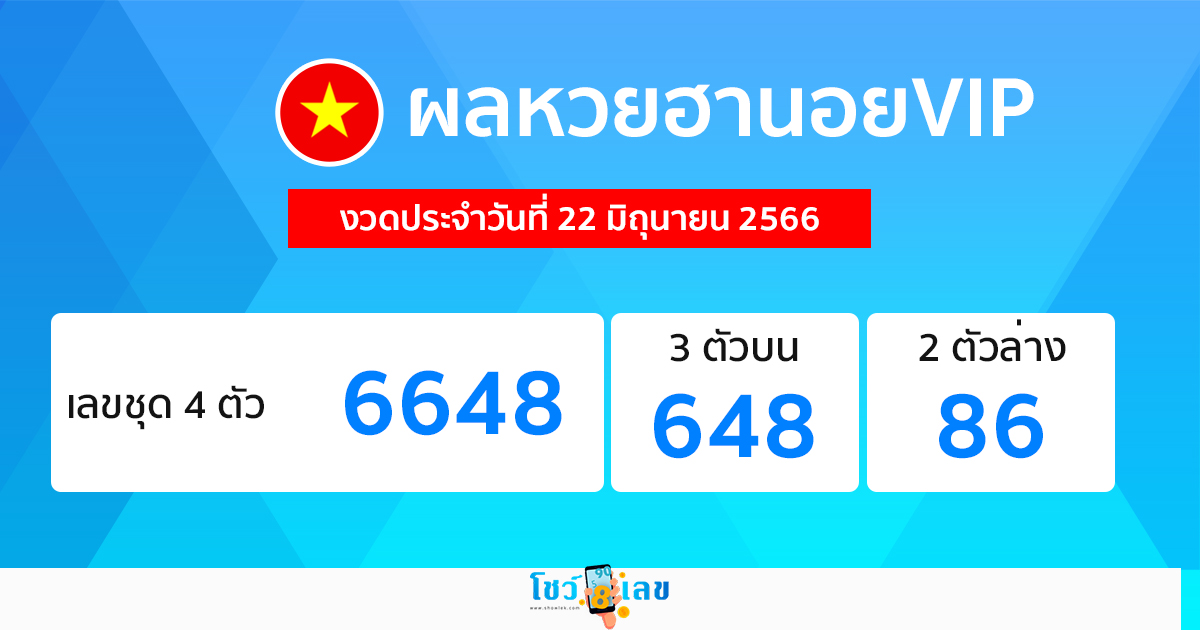 ผลหวยฮานอยVIP 22/06/66