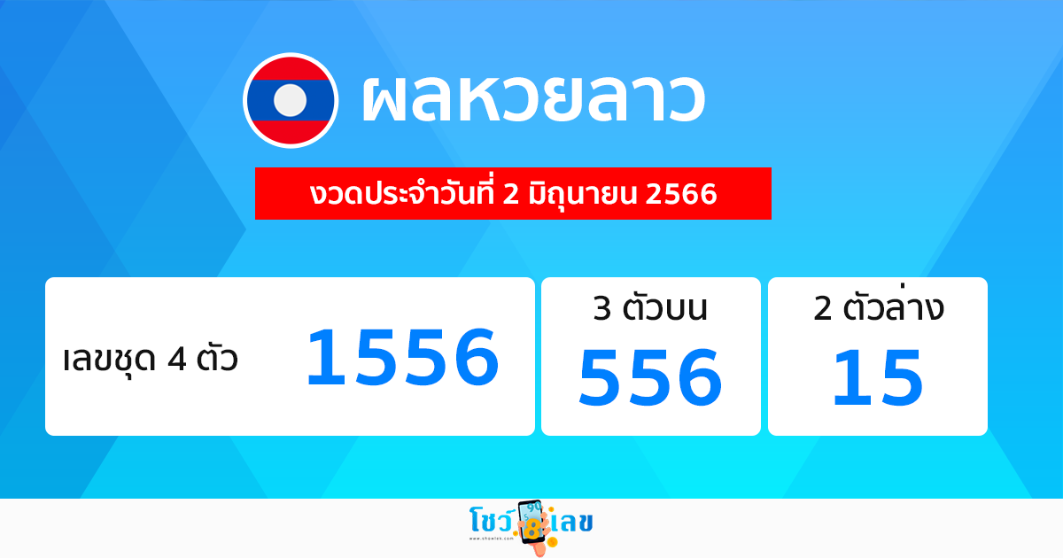 ผลหวยลาว งวดประจำวันที่ 2 มิถุนายน 2566