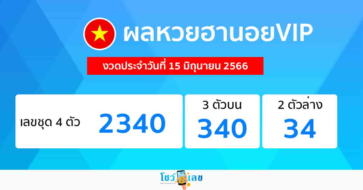 ผลหวยฮานอย VIP 15/06/66