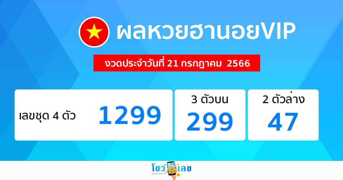 ผลหวยฮานอยVIP 21/07/66