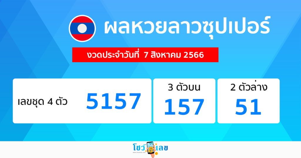 ผลหวยลาวซุปเปอร์ 7/8/2566-showlek
