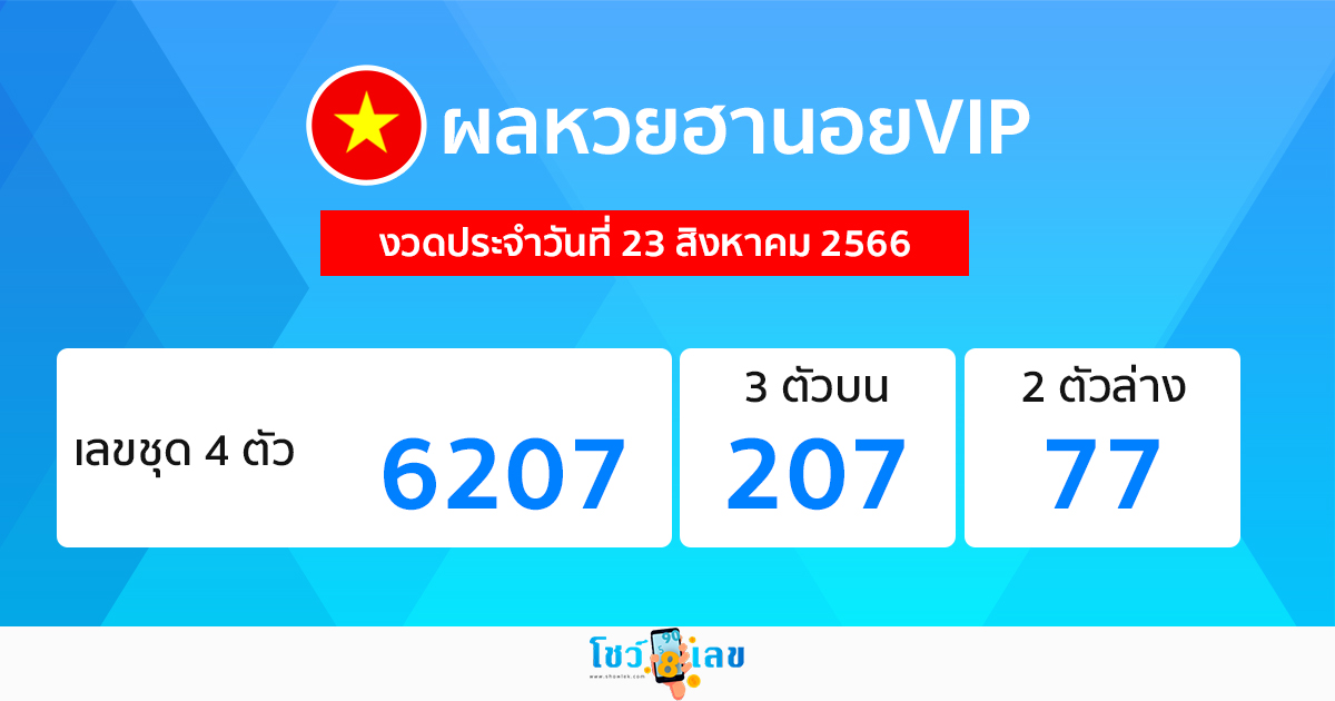 ผลหวยฮานอยVIP 23/08/66