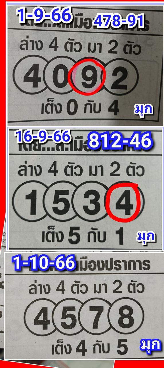 เลขเมืองปราการ 1 10 66-showlek