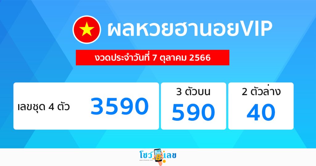 ผลหวยฮานอยVIP 7/10/2566-showlek