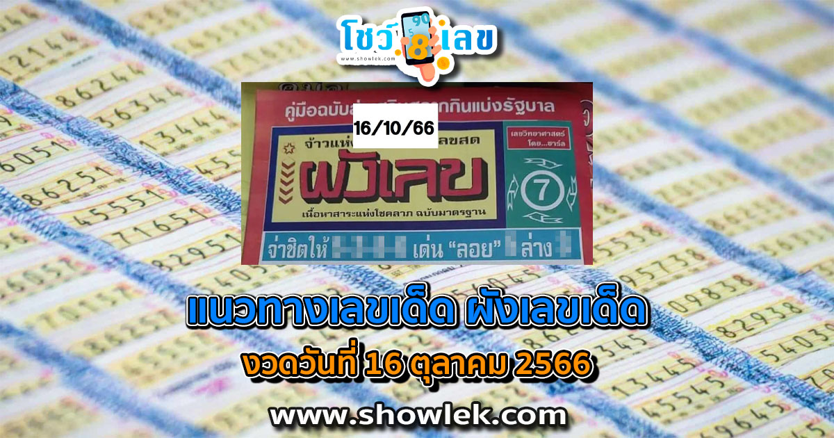 ผังเลขเด็ด 16 10 66 ส่องเลย ที่นี่ เลขเด็ดมาแรง งวดนี้ เลขเด็ดสวยมาก