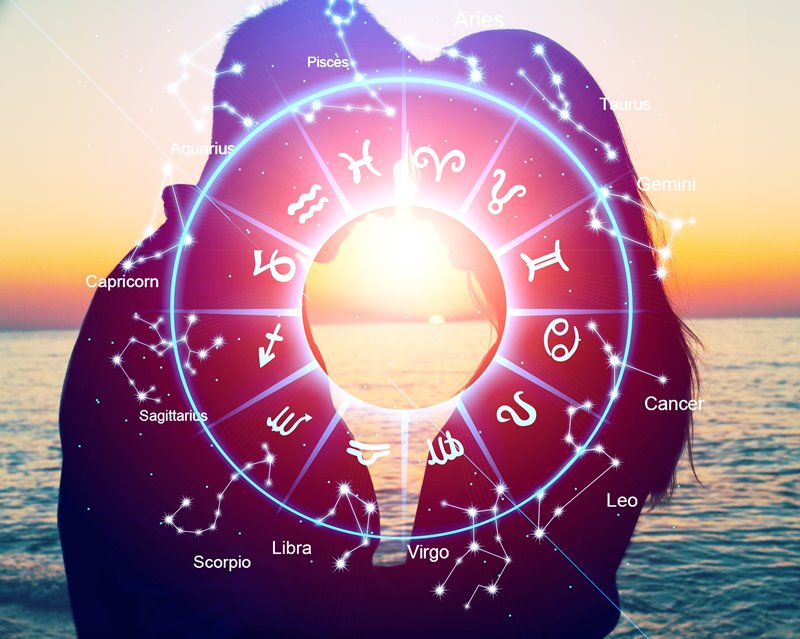ดูดวงรายวันคนเกิดวันอังคาร-''Horoscope,Concept,,Couple,Guy,And,Girl,And,A,Circle,With''