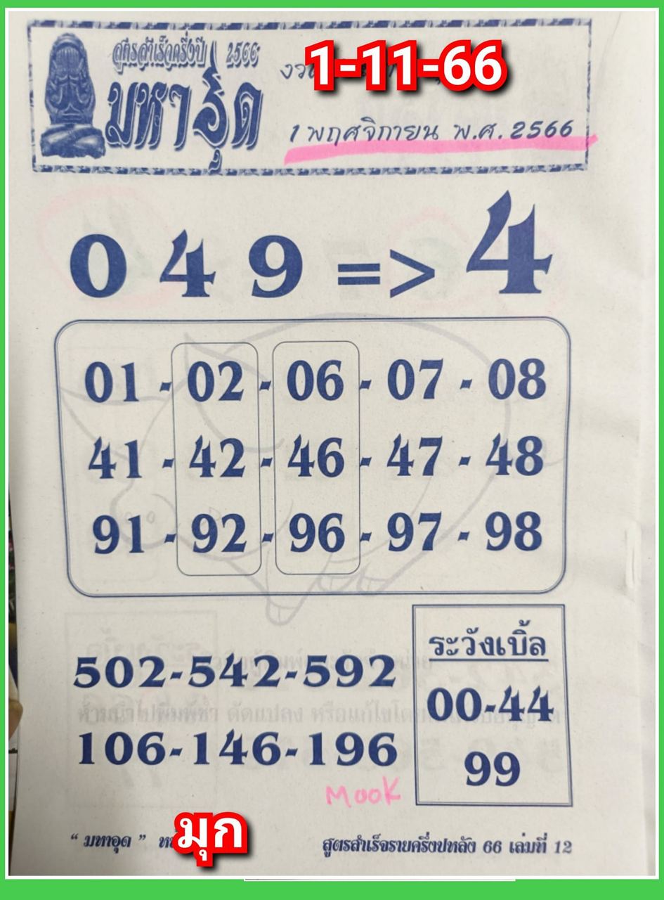 เลขมหาอุด 1 11 66-showlek