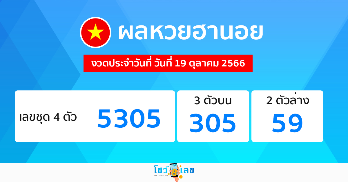 ผลหวยฮานอย 19/10/66-showlek.com